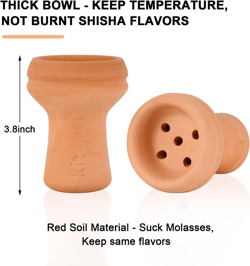 KITOSUN Hookah Bowl Set Vortex Ceramic Hookah Bowl with 5 Holes Screen Charcoal Holder with Chimney Heat Management Device for Shisha Narguile Smoking - Image 2